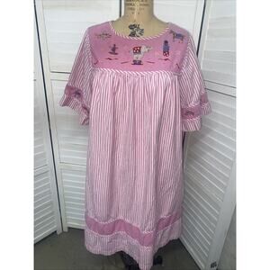 Bechamel Patio MuuMuu Dress Ruffles Embroidered Safari Giraffe Animal Sz 1X